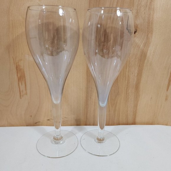 2) Teardrop Blue Luster Champagne Glasses tulip style flute - Picture 2 of 9